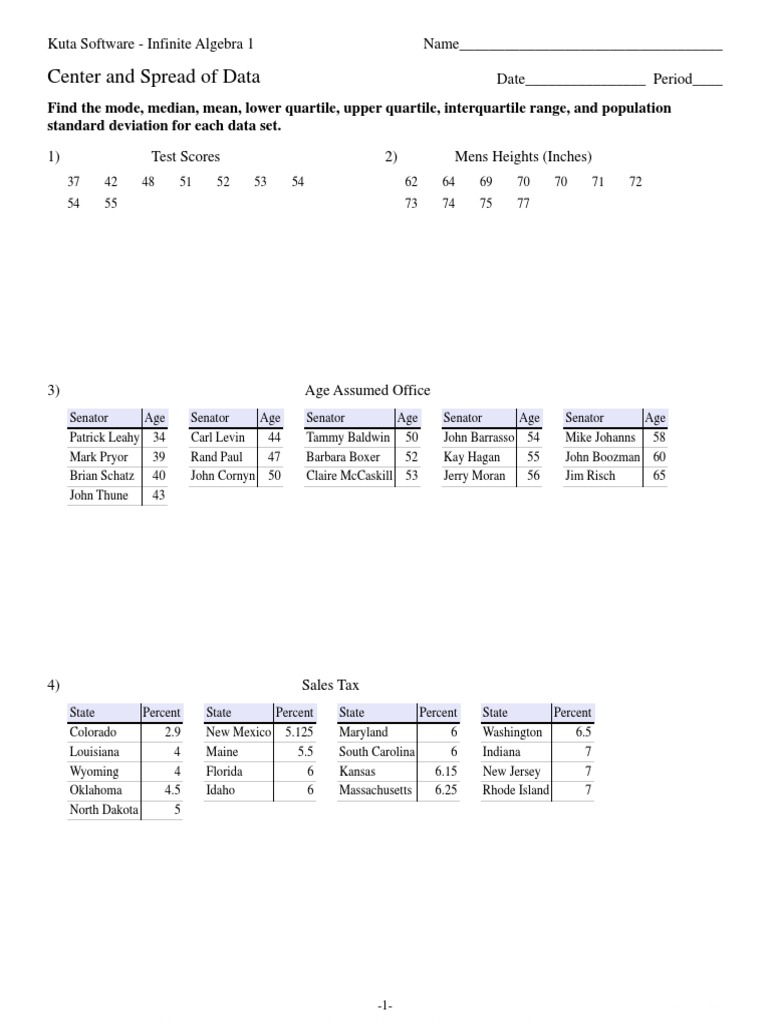 Center And Spread Of Data Statistical Analysis Teaching Mathematics