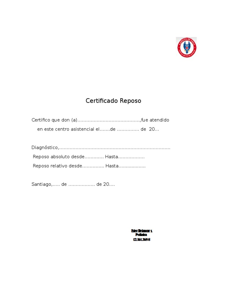 Certificado de Reposo Médico Ejemplo | PDF