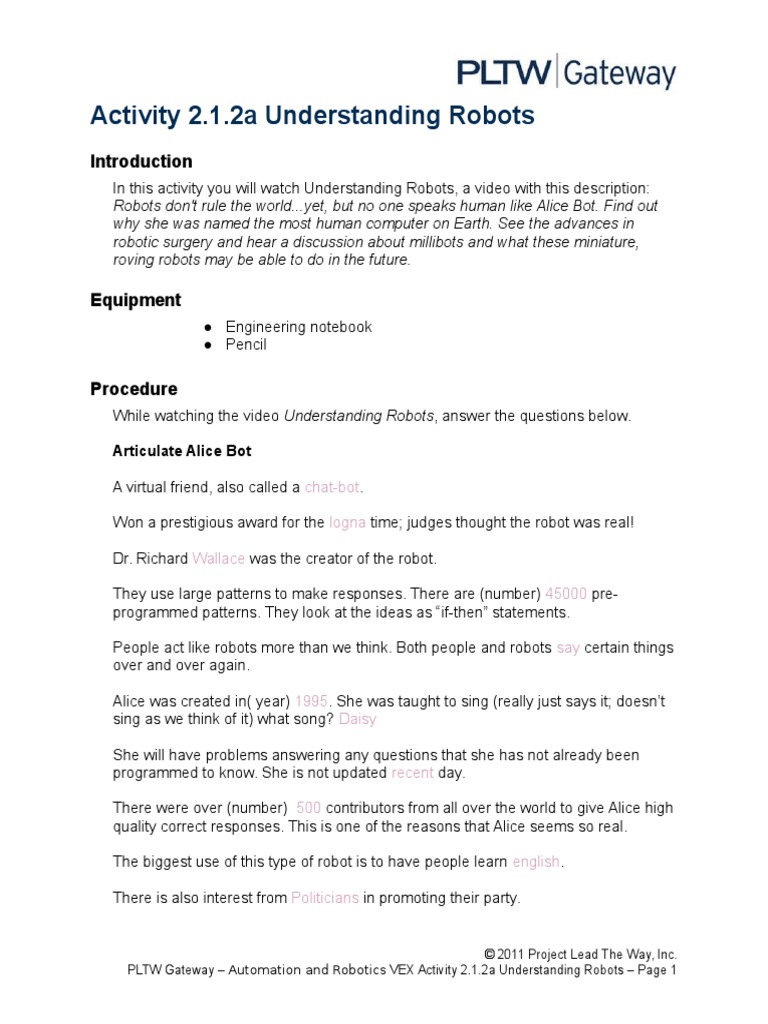 pltw gateway automation and robotics
