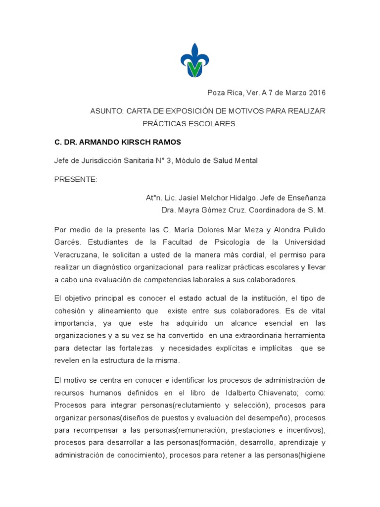 Carta de Exposicion de Exposicion de Motivos Corregida  Recursos