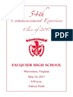 Fauquier High School Graduation Program 2017