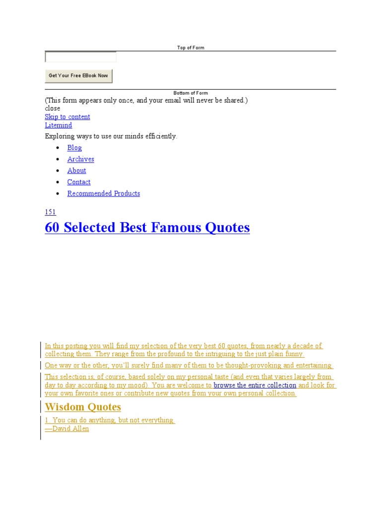 60 Selected Best Famous Quotes | PDF