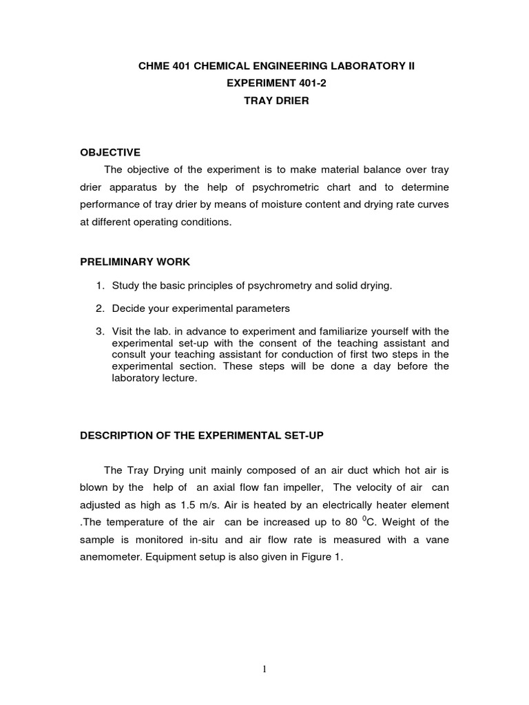 Tray Dryer PDF Experiment Building Engineering