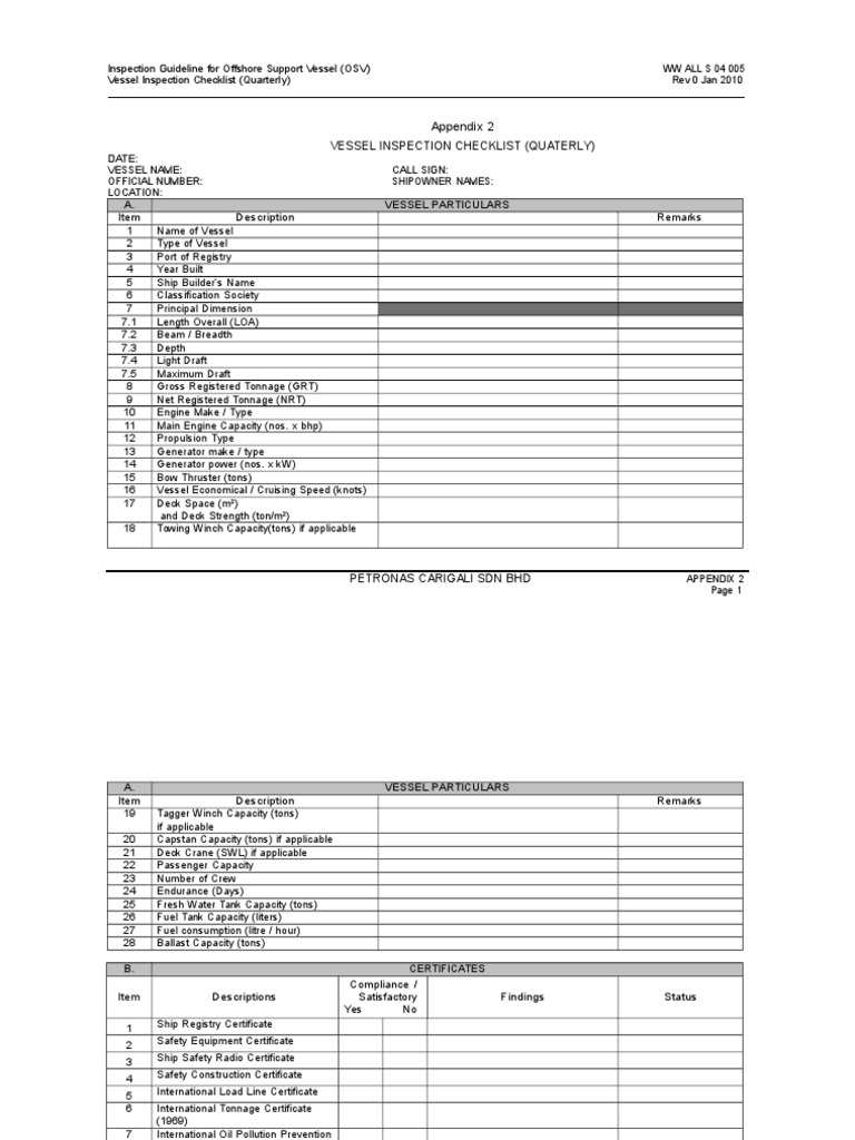 Offshore Support Vessel Inspection Guide | PDF | Tonnage | Ships