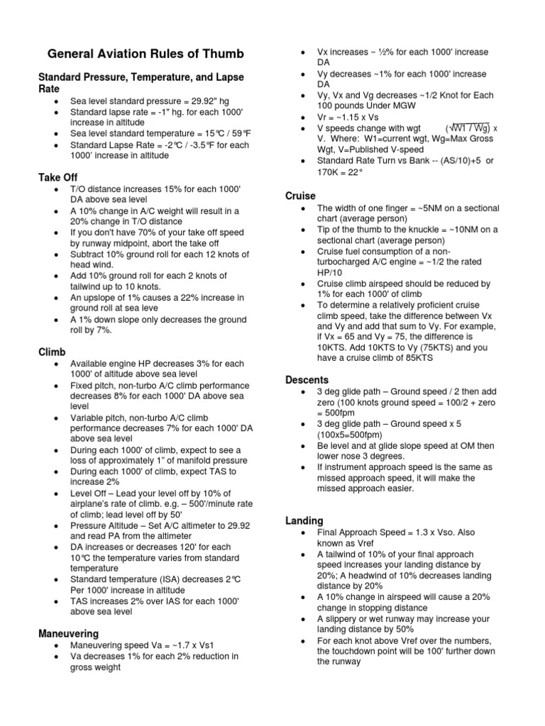 Rules of Thumb PDF Takeoff Runway