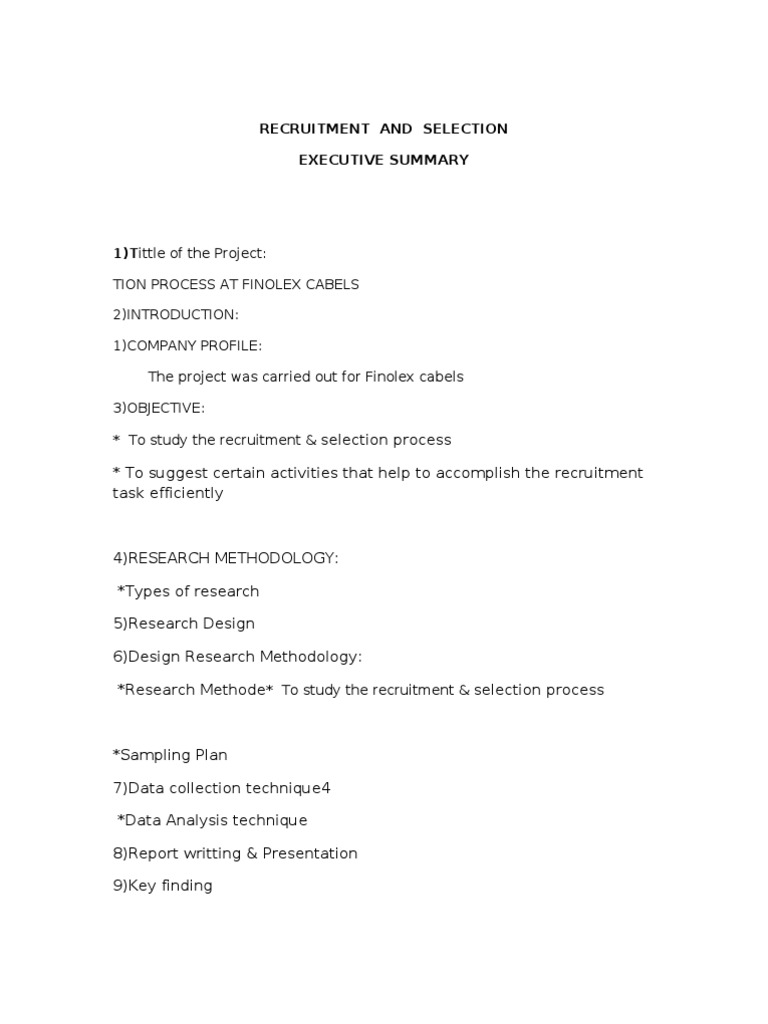 Recruitment Process Study at Finolex Cables | PDF