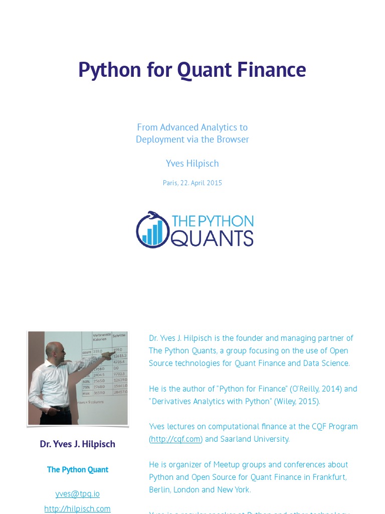 Python for Quant Finance: An Introduction to The Python Quants Platform ...