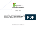 Aviso - Nº 10 - Informações Suspensão Da Subárea Sistemas e Redes de Telecomunicações