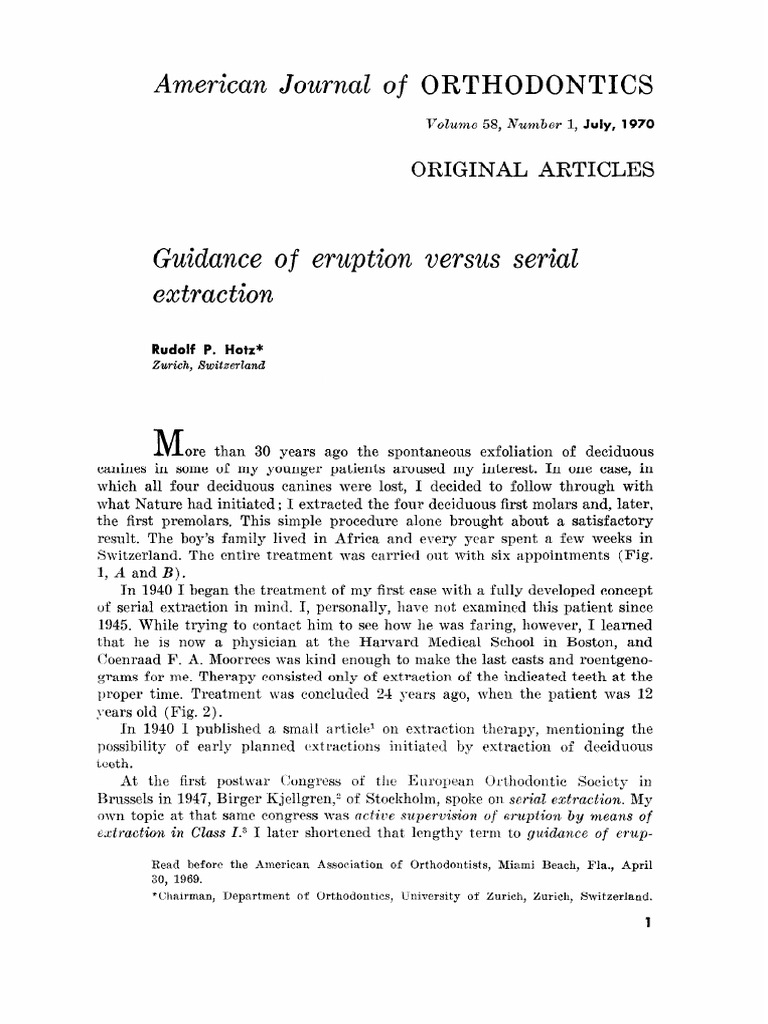 Guidance of Eruption vs. Serial Extraction | PDF | Tooth | Physiognomy