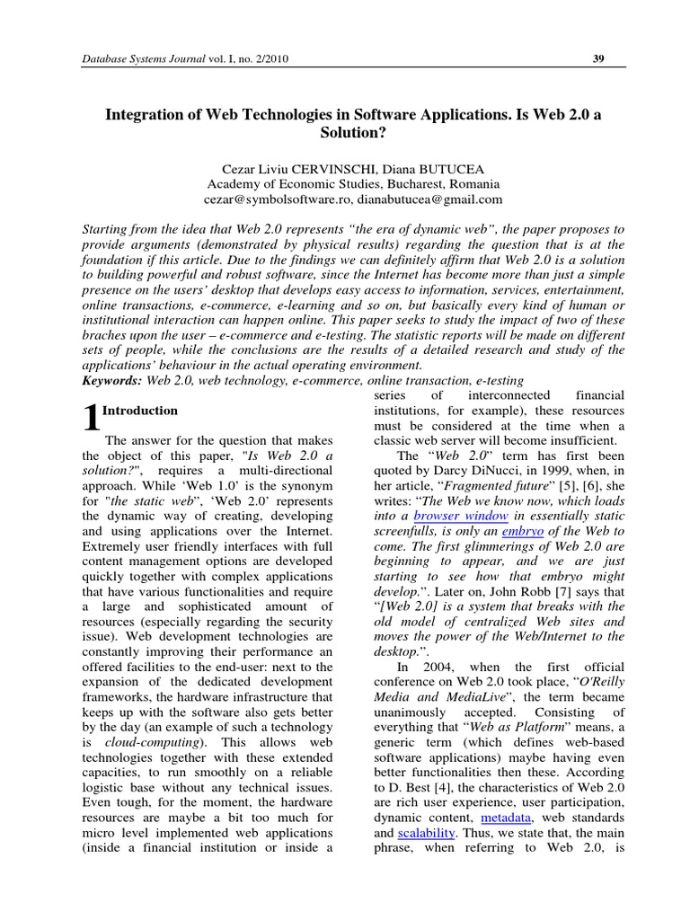 Integration of Web Technologies in Software Applications. Is Web 2.0 A ...