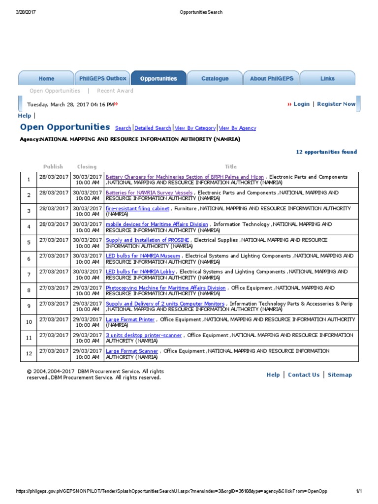 Philgeps 0328_namria_master List Office Equipment Equipment