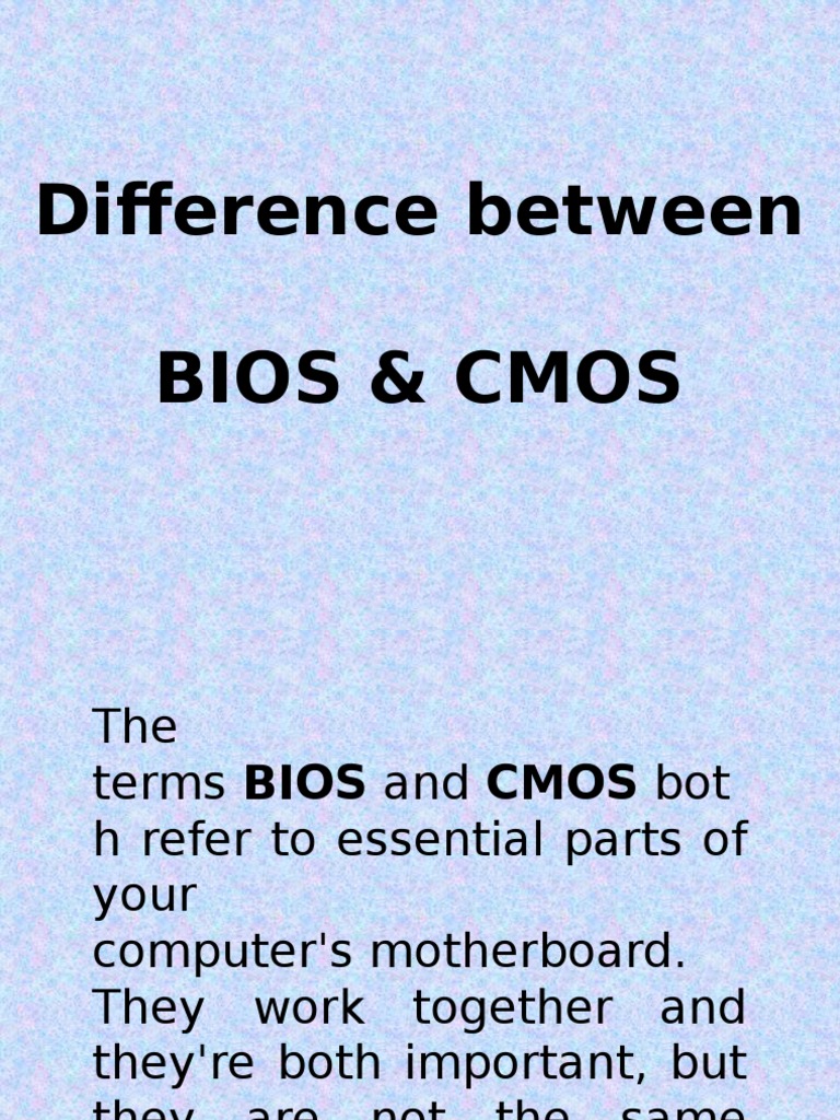 What Is The Difference Between Bios And Cmos Pdf Booting Bios