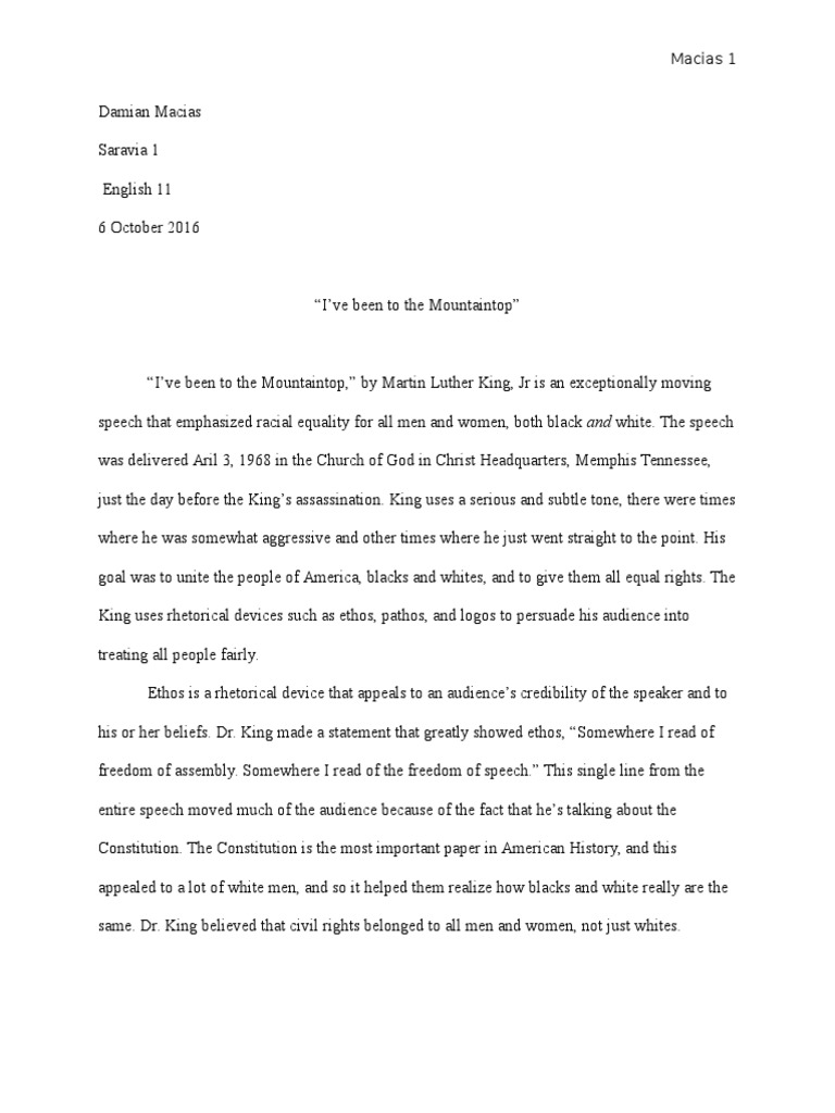 Ive Been To The Mountaintop | PDF | Martin Luther King Jr.
