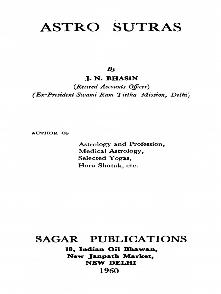 Astro Sutras of J N Bhasin PDF PDF