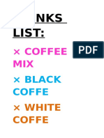 Drinks List:: × Coffee MIX