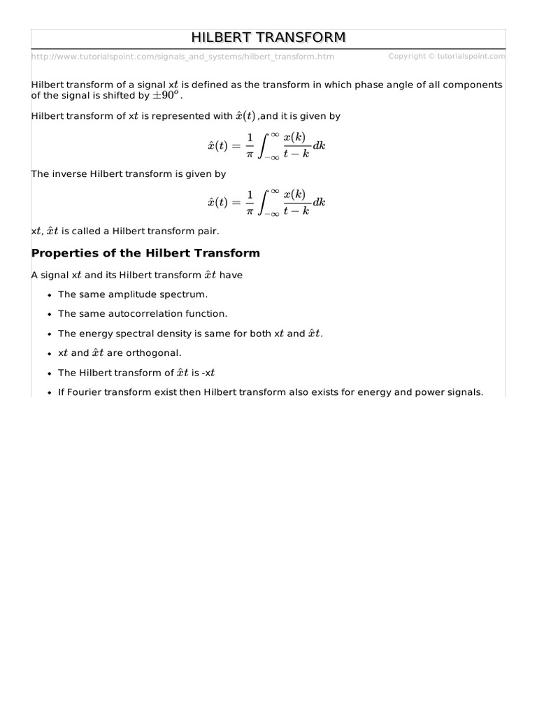Understanding Hilbert Transform Basics | PDF