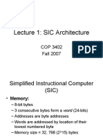 Lecture 1: SIC Architecture: COP 3402 Fall 2007