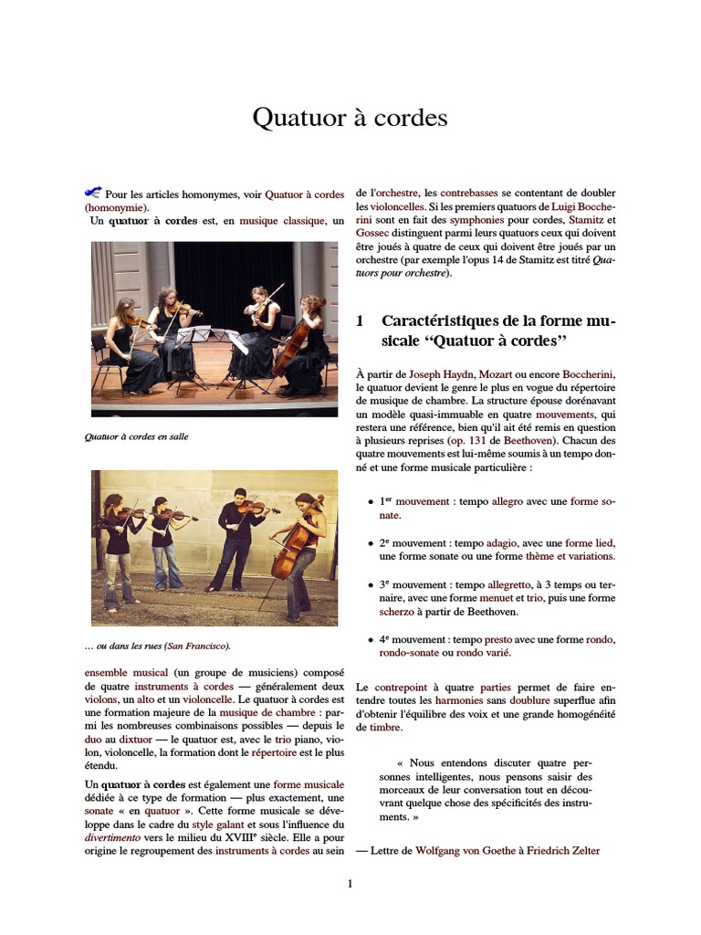 Quatuor à Cordes Quatuor à cordes Classicisme