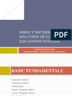 Direct Methods To The Solution of Linear Equations Systems