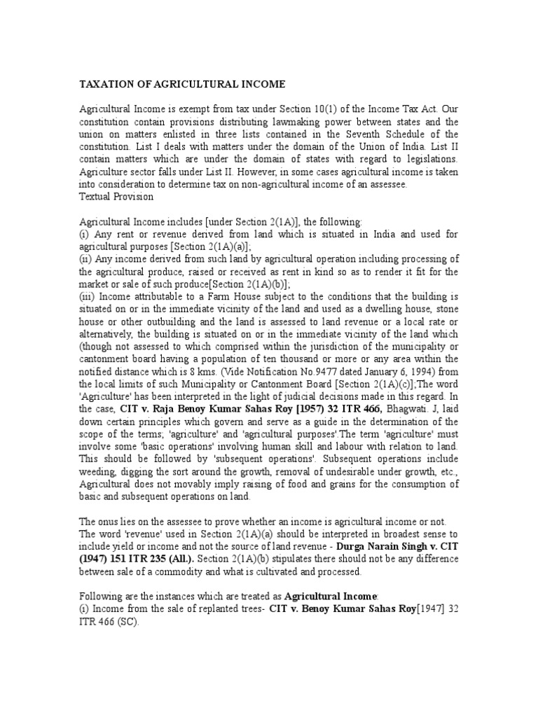 Taxation of Agricultural Income | Income Tax In India ...