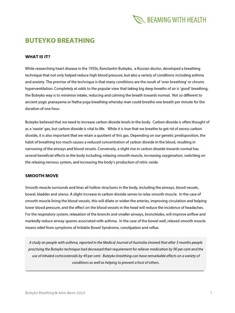 Buteyko Breathing: What Is It? | PDF | Breathing | Respiratory Tract
