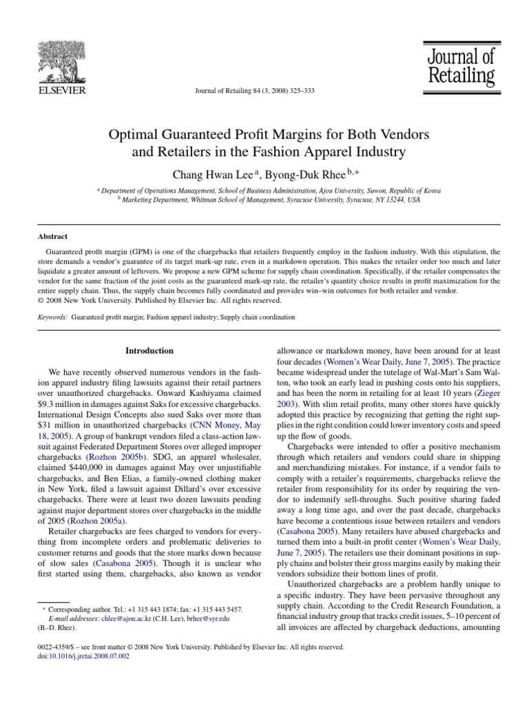 Optimal Guaranteed Profit Margins For Both Vendors and Retailers in The