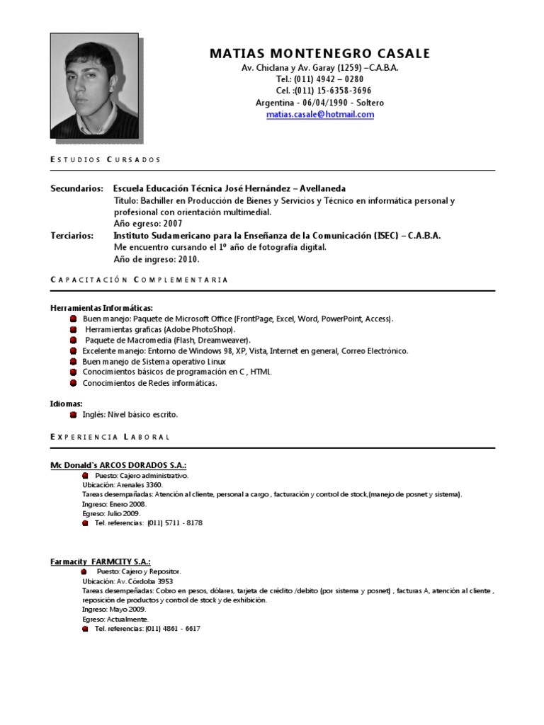 . Matias Montenegro Casale | PDF | Microsoft Office | Software