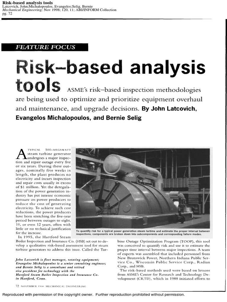 Risk-Based Analysis Tools in Engineering | PDF