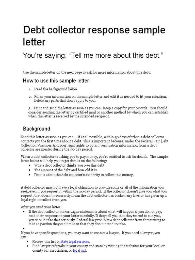 CFPB Debt Collection Letter 21 More Information  PDF  Collection For legal debt collection letter template