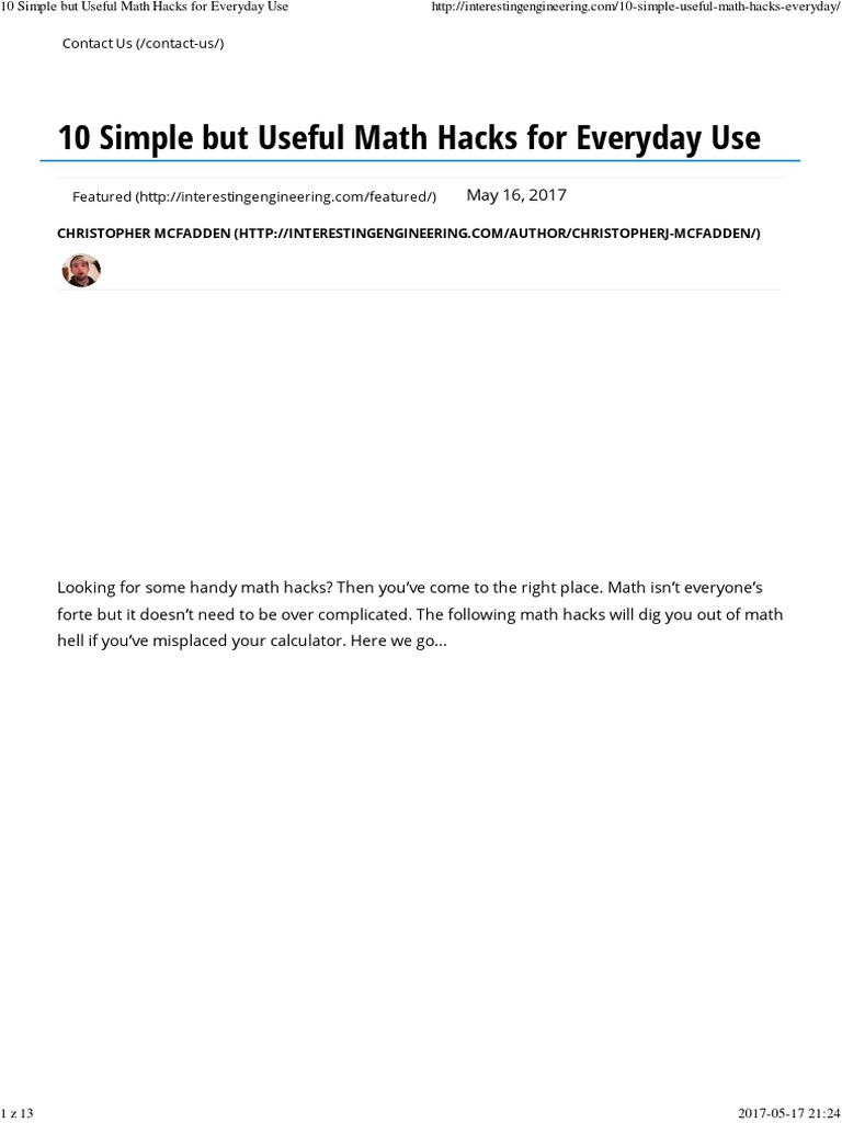 10 Simple But Useful Math Hacks For Everyday Use Pdf Fahrenheit