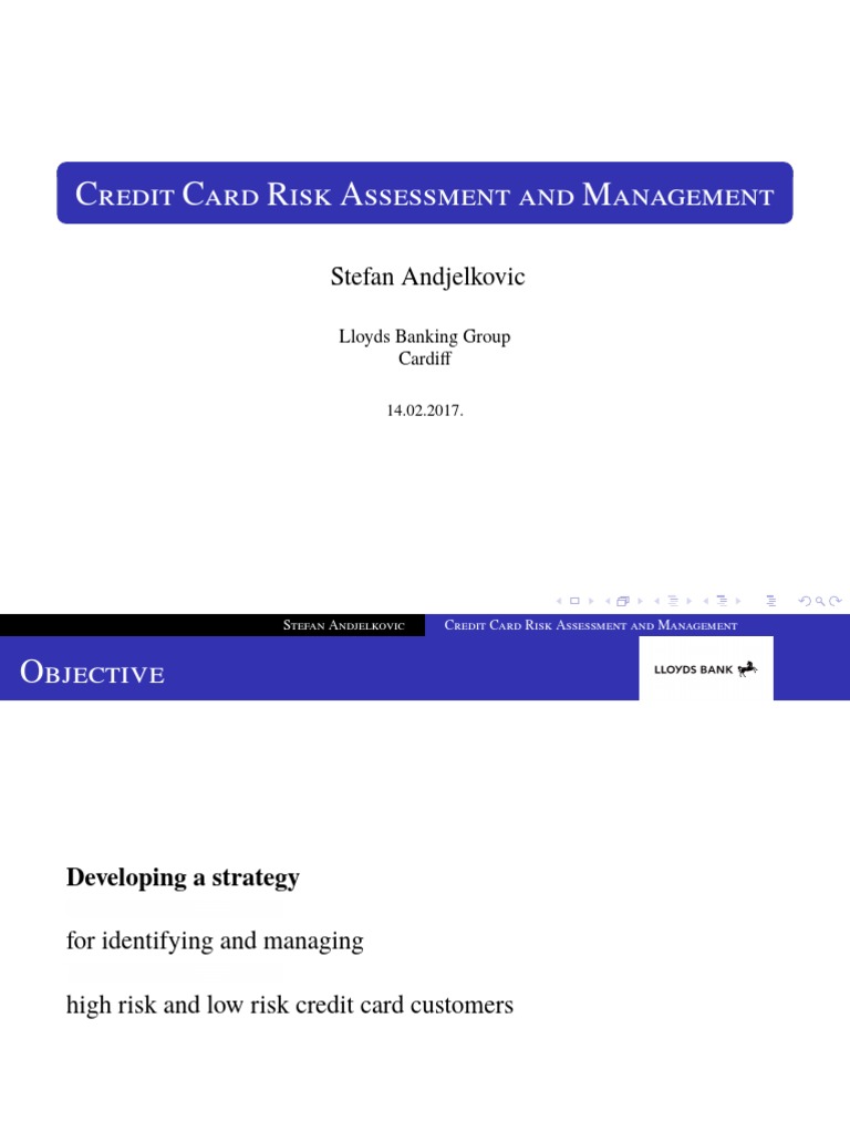 Credit Card Risk Assessment and Management: Stefan Andjelkovic | PDF