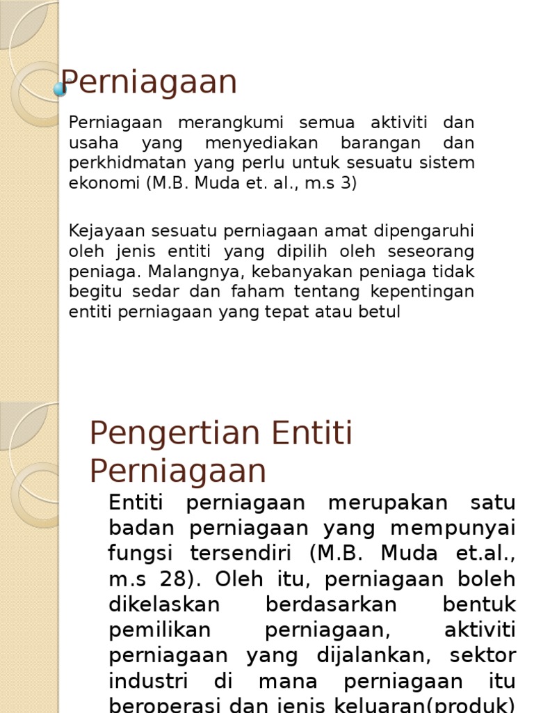 Bentuk Bentuk Entiti Perniagaan