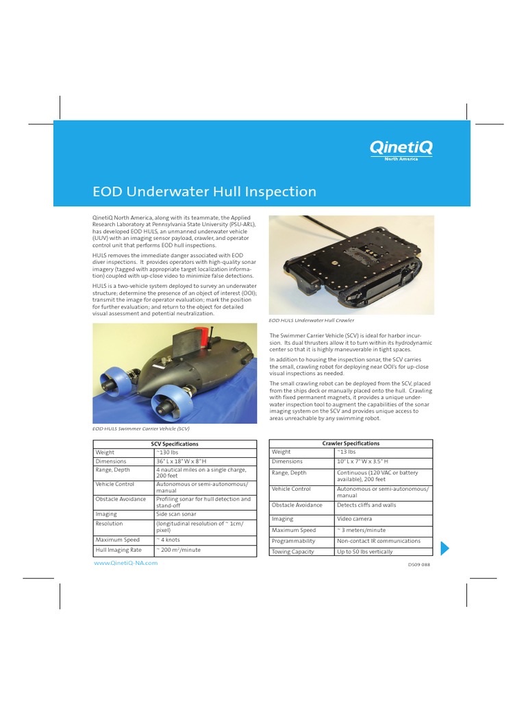 PRODUCT- EOD Underwater Hull Inspection.pdf | Bomb Disposal | Sonar