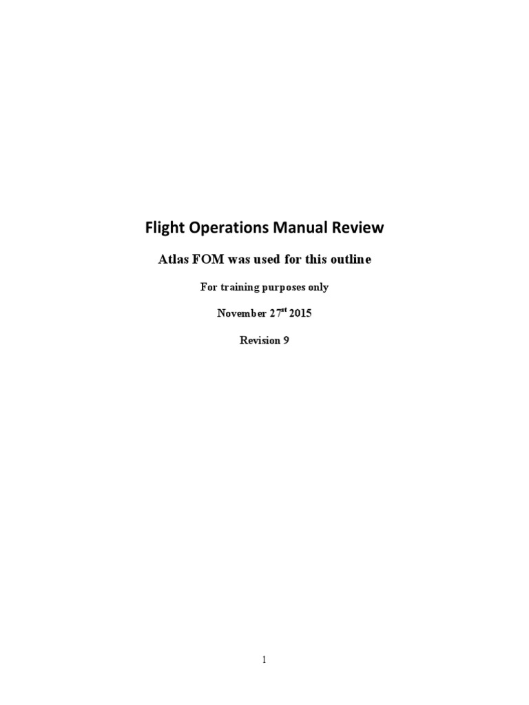 Flight Operations Manual Overview | PDF | Air Traffic Control ...
