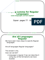 Pumping Lemma For Regular Languages: Sipser Pages 77 - 82