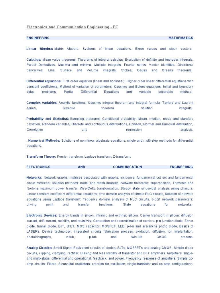 Electronics and Communication Engineering Overview | PDF | Mosfet ...