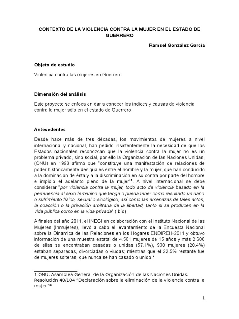 Contexto de La Violencia Contra La Mujer en El Estado de Guerrero | PDF ...