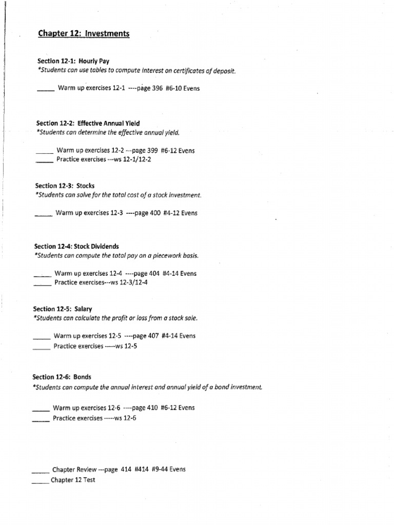 Am2 Chapter 12 Checklist and Worksheets | PDF