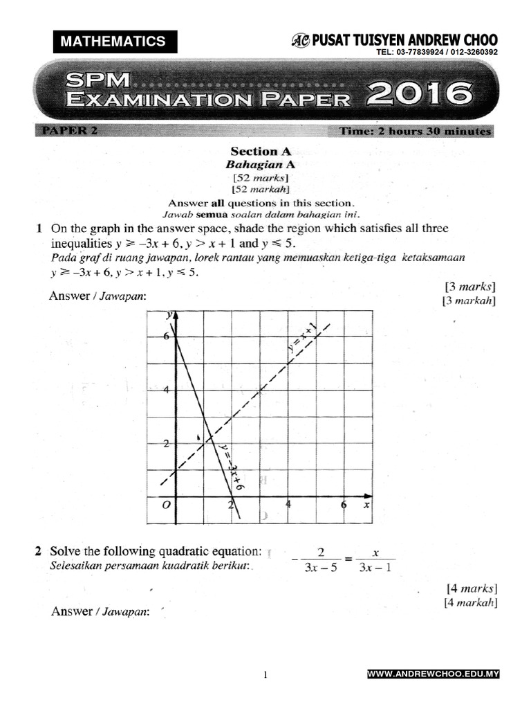 SPM Mathematics Paper 2 Guide | PDF