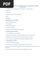 Principles, Approaches and Strategies of Teaching-Learning The Subject Social Studies