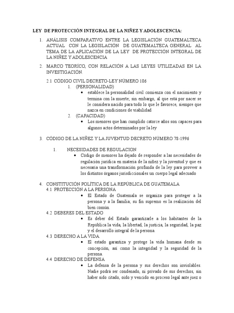 Ley de Protección Integral de La Niñez y Adolescencia | PDF | Estado ...