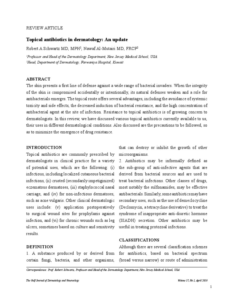 Topical Antibiotics in Dermatology PDF Antibiotics Acne Vulgaris