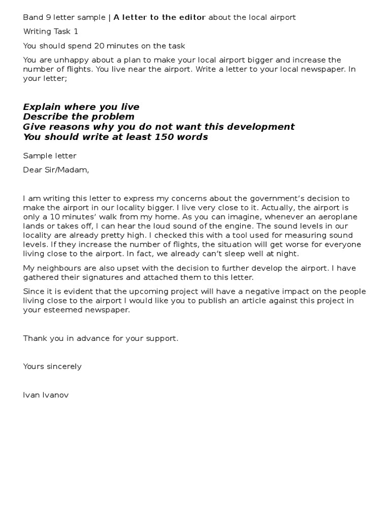IELTS Selected Letters | Airport