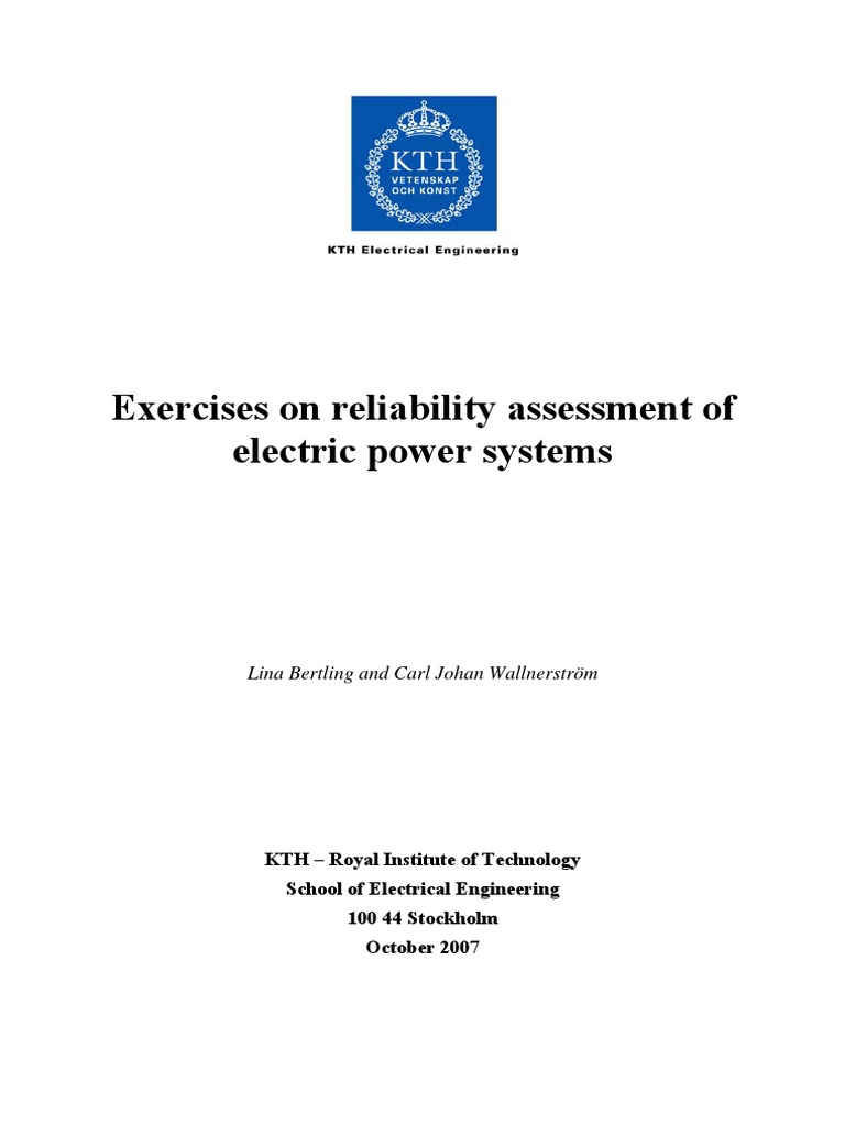 Reliability Assessment Exercises for Power Systems | PDF | Markov Chain ...