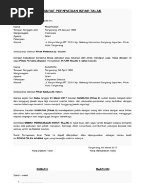 Contoh Surat Talak 3