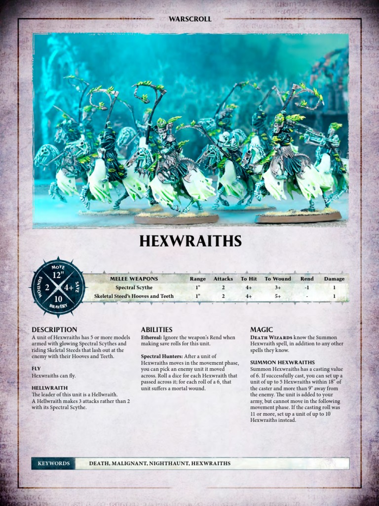 Aos Warscroll Hexwraiths en | PDF | Gaming | Tabletop Games