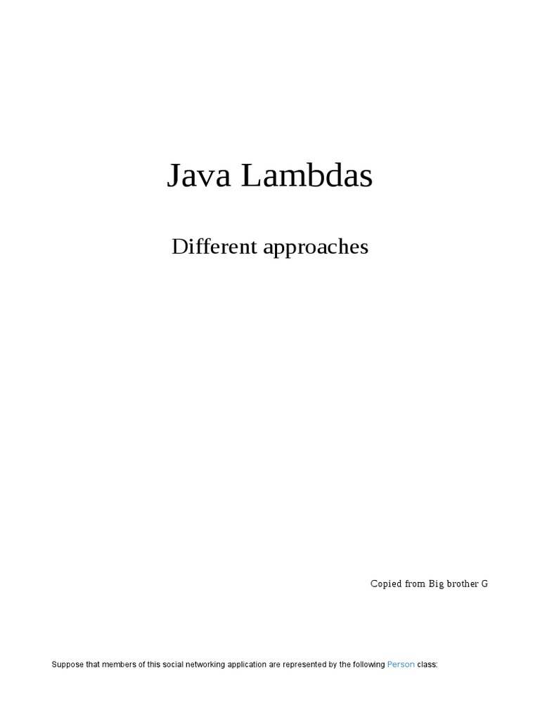 Java Lambdas Different Approaches PDF Anonymous Function Method