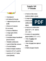 Supply List: 1 Grade