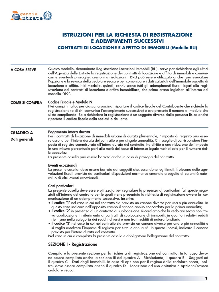 Istruzioni Per Compilazione Rli