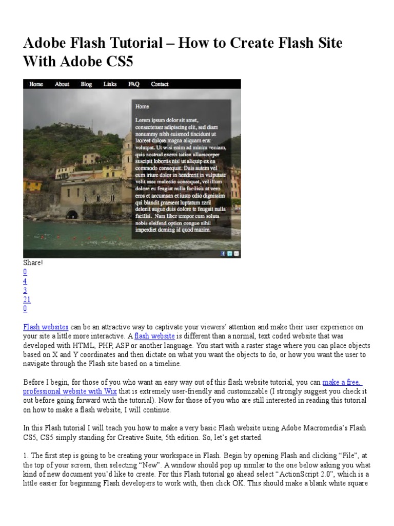 Adobe Flash Tutorial - How To Create Flash Site With Adobe CS5 | PDF ...